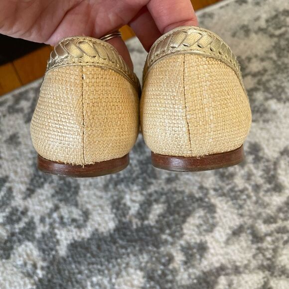 Jack Rogers Womens Contessa Flats Size 7.5 D'Orsay Woven Raffia Tan Gold - Picture 5 of 8